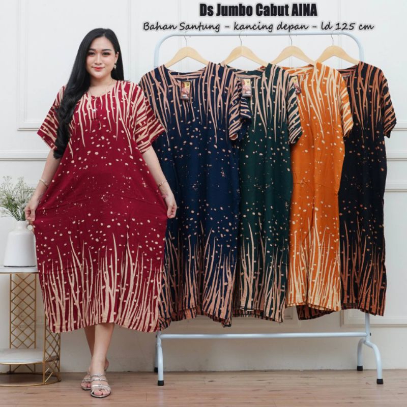 Batik Asqina (bisa Cod) Daster Jumbo xxl ld 125 cm Baju Tidur Ibu Hamil ukuran jumbo kain halus  kek