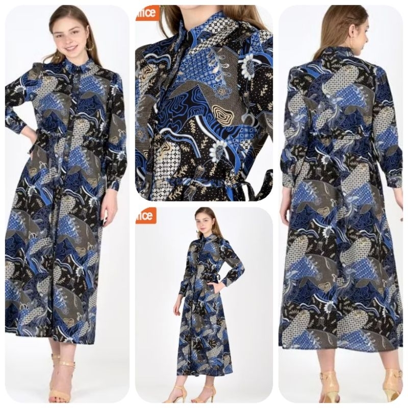 Gamis Le'ROSETZ Batik Kawung Navy LIMITED XXL