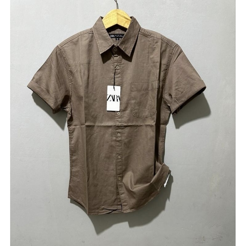ZARA Kemeja Pendek Pria Formal Slim fit Bahan Katun Kemeja Pria Zara Terlaris Lengan Pendek