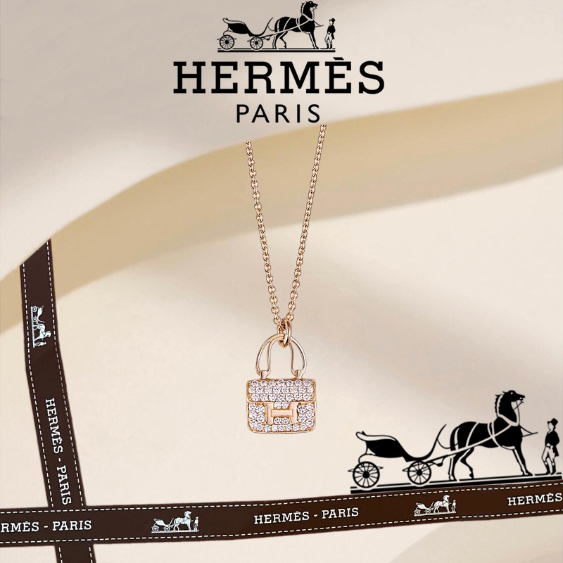 Hermes Amulettes Constance emas kalung H122404B 00LG Aksesoris Fashion kalung Berlian Emas（18K / 750