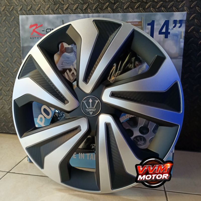 Wheeldop Dop Velg mobil Ring 14 Hitam Silver