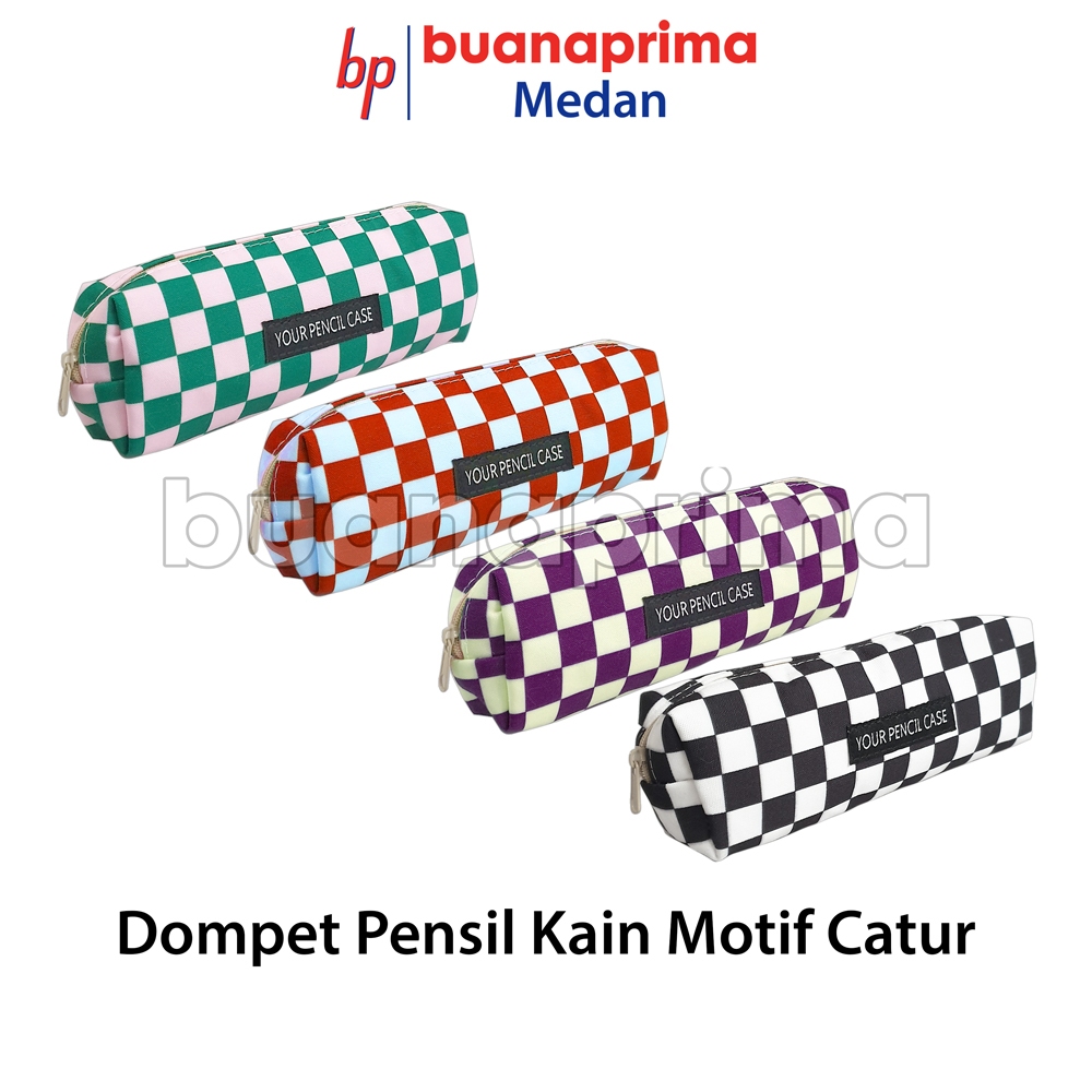 

Dompet Pensil KAIN MOTIF CATUR Tempat Pensil Kain Resleting Tebal Pencil Case