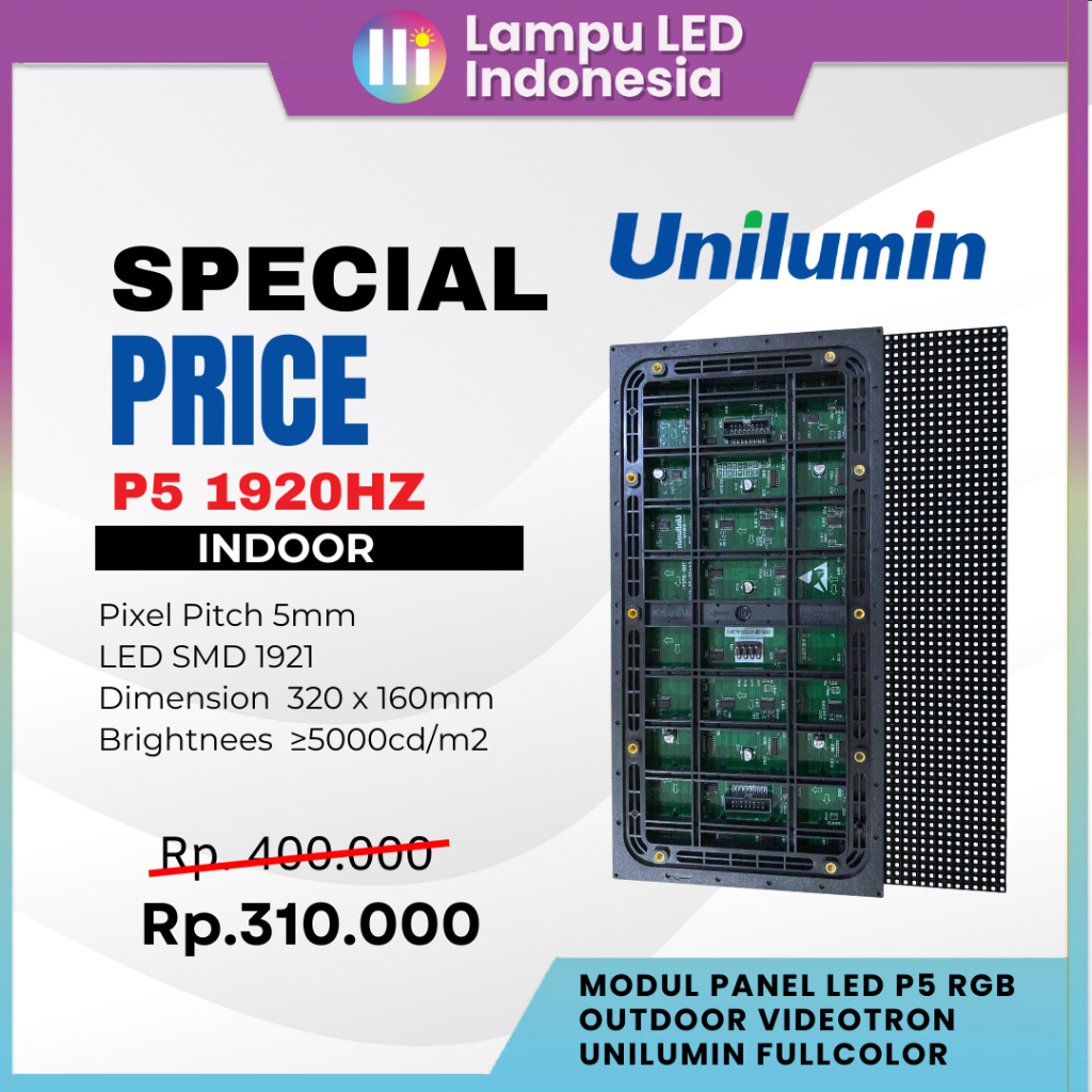 MODUL PANEL LED P5 RGB OUTDOOR LAMPRO BY UNILUMIN VIDEOTRON FULLCOLOR HI QUALITY