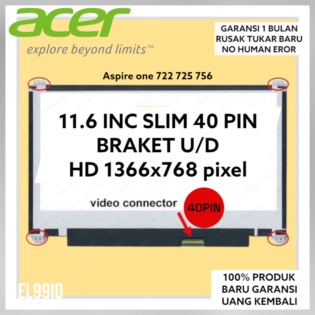 LCD LED Acer Aspire One 722 725 756
