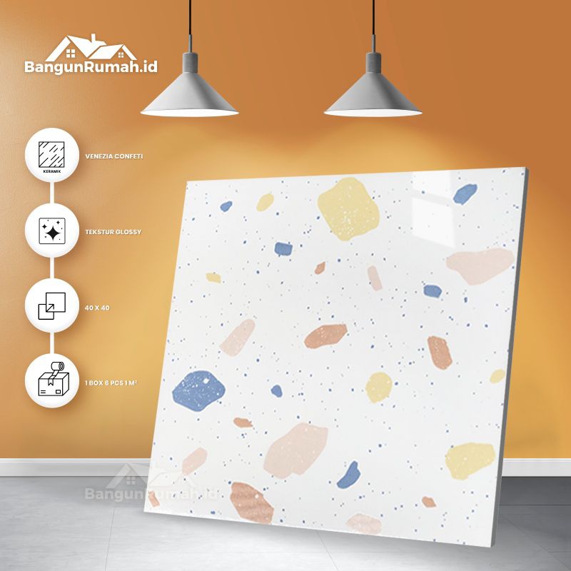 keramik lantai glossy Milan Venezia confeti 40 x 40