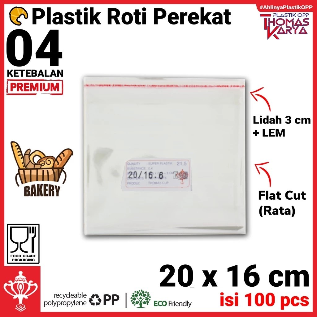 Plastik OPP 20x16 TEBAL | Isi 100 | Kantong Bening | Kemasan CD Album | Kemasan Roti Manis Roti Blud