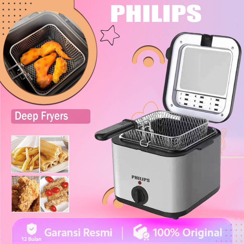 PHILIPS Deep Fryers Listrik PenggorengMulti Deep Fryer Panci Set Penggorengan Deep Fryer Serbaguna