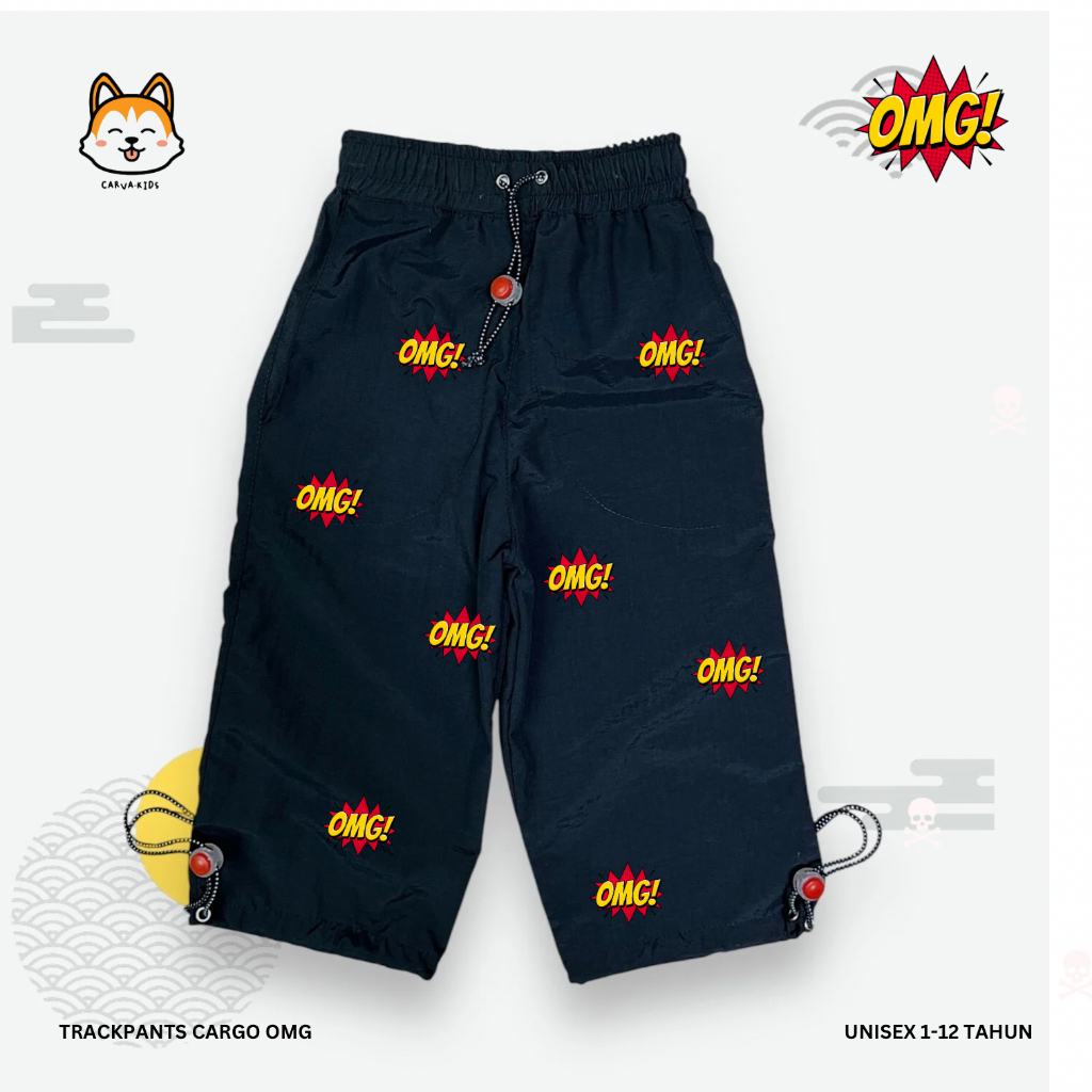 Carvakids Celana Anak laki laki perempuan baggy pants dusky crinkle motif omg waterpoof 1-8 Tahun