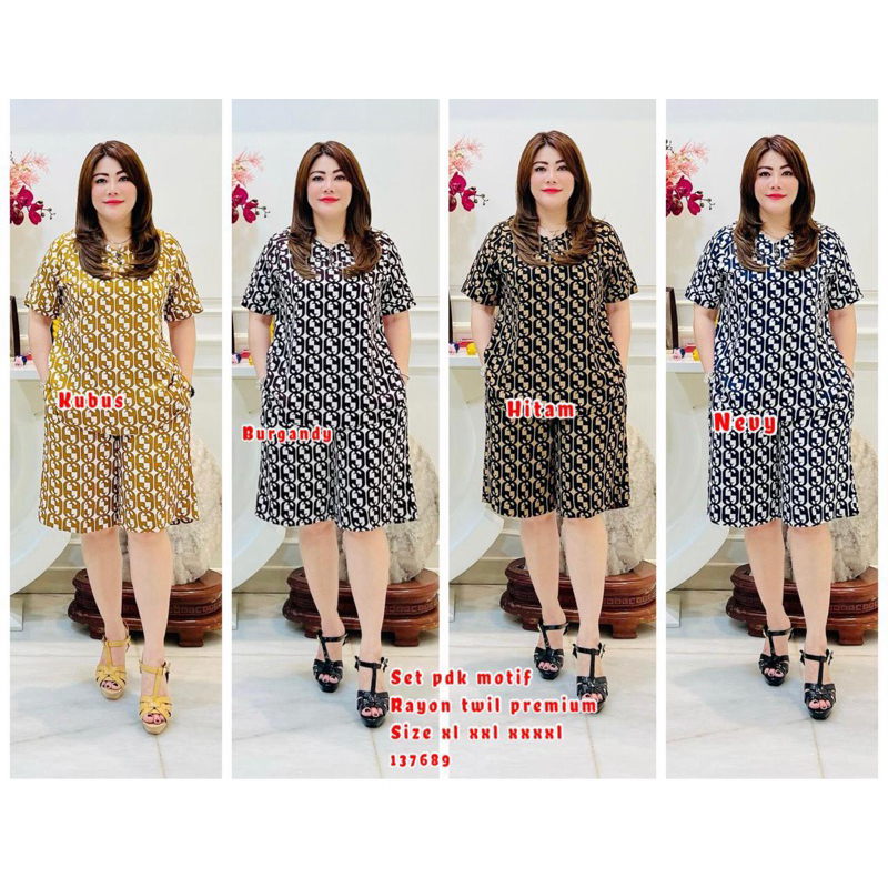 137689 Set Pendek Rayon Twill Premium // Setelan Wanita Rayon Twill Polos Premium // One set Viral K