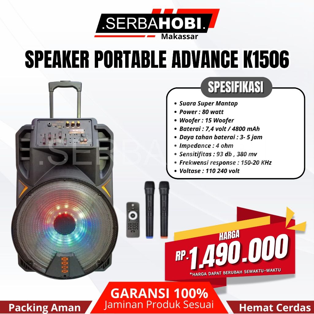 Speaker Meeting Dan Karaoke ADVANCE K1506 Portable Garansi