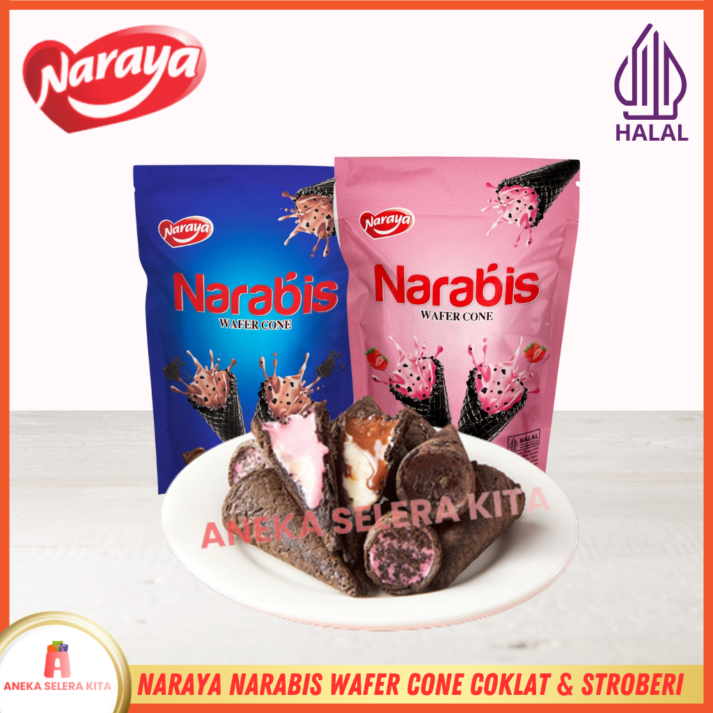

Naraya Narabis Wafer Cone Cream Chocolate & Strawberry Halal 80gr