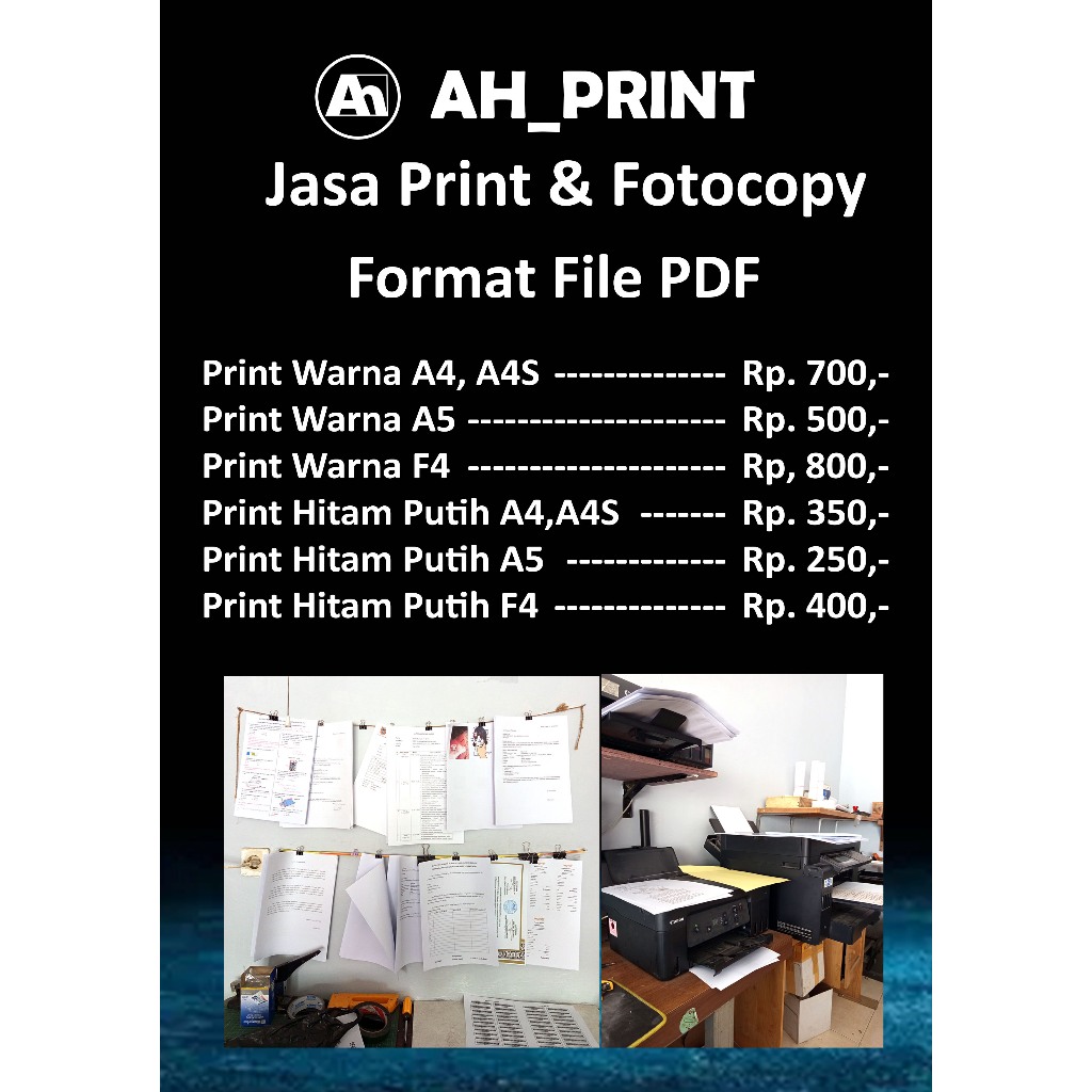 

JASAPRINTONLINE,A5/A4/A4S/(WARNA&HITAMPUTIH)