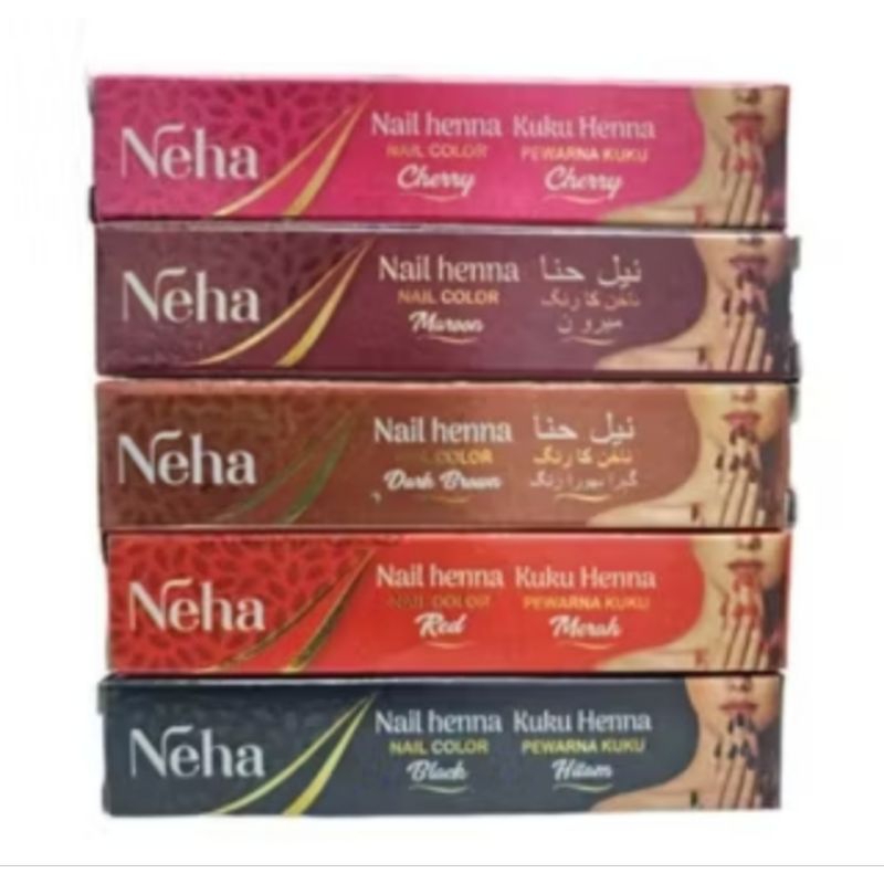 Henna NEHA BPOM Halal untuk tangan & kuku, warna maroon merah coklat - Pacar & Body Art