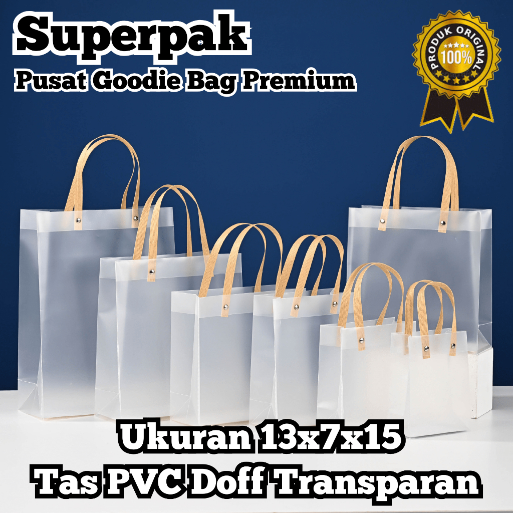 

[ GROSIR PER 10 PCS ] Goodie Bag Doff 13x7x15 PVC Transparan / Tas Mika Hampers Ulang Tahun Premium