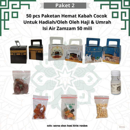 

paketan hemat kerikil dus kabah 50 pcs untuk oleh oleh haji dan umroh (isi air zamzam 50 ml)