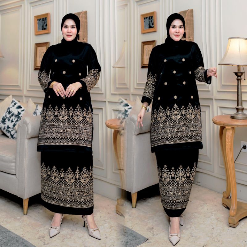 Satu Set Kebaya Tunik Kurung Bordir Melayu Kebaya Kurung Malaysia