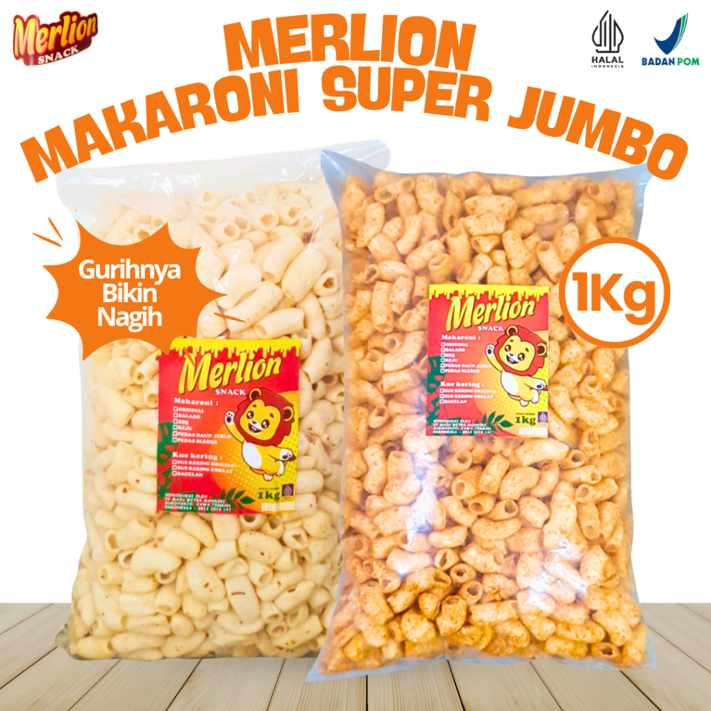 

MAKARONI MEKAR SUPER JUMBO 1KG RASA ORIGINAL/PEDAS DAUN JERUK GURIH 1 BALL RENYAH CAMILAN MURAH ENAK