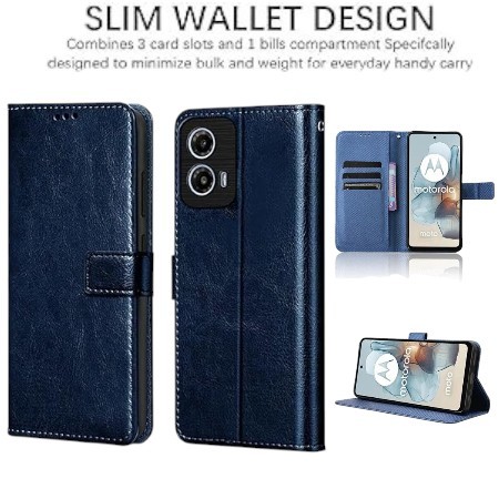 MOTO G45 5G - EDGE 60 Fusion Flip Case Casing Cover Leather Wallet Dompet Card Hitam Coklat Neavy fl