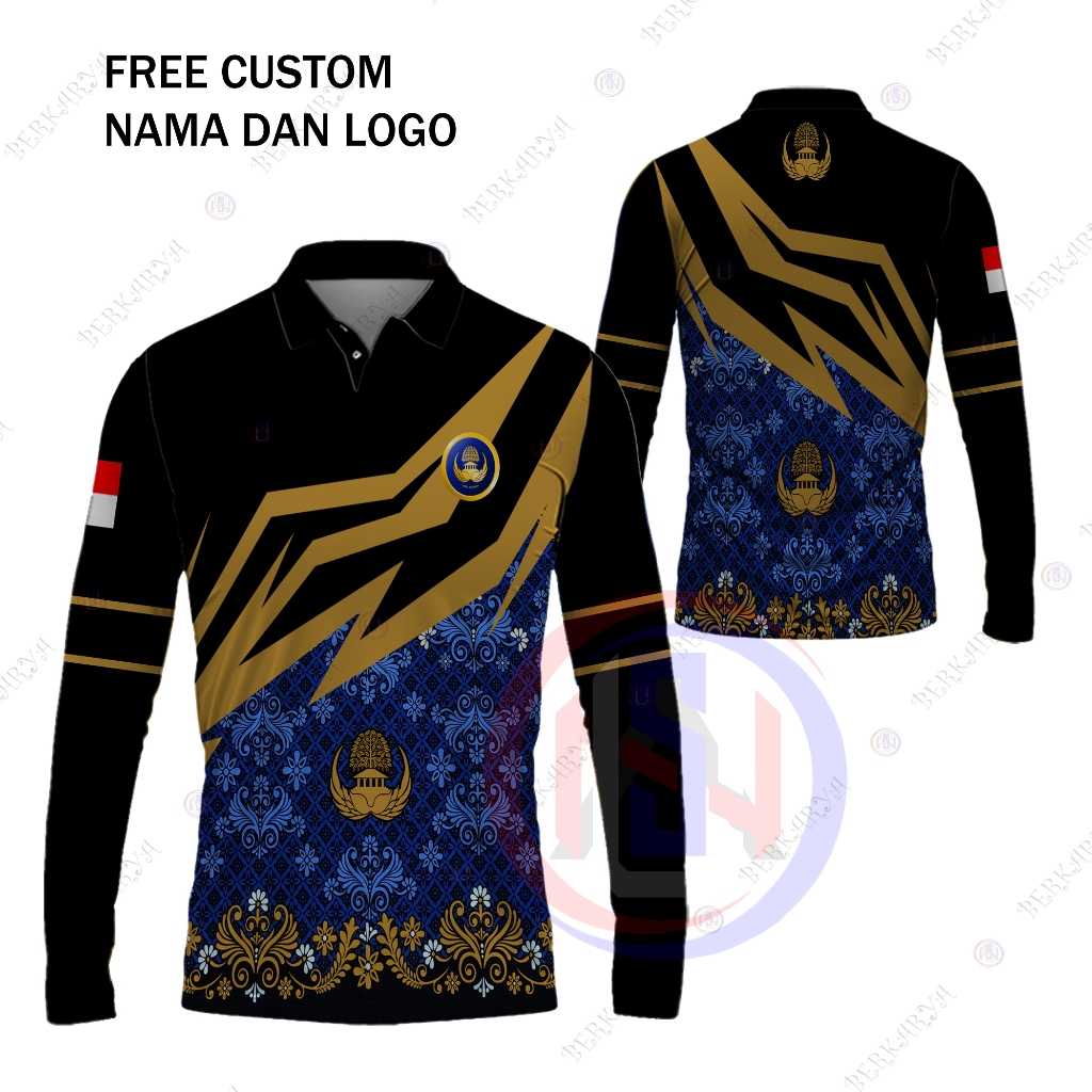 Baju Guru Batik Korpri Pria / Kaos Polo Pria Baju Korpri Lengan Panjang / Kaos Jersey Korpri Terbaru