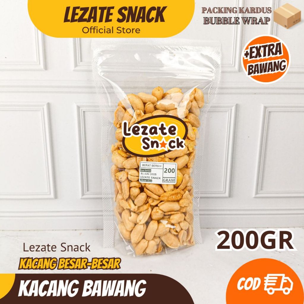 

Kacang Bawang Goreng 200GR Kualitas Premium Extra Bawang Kacang Bawang Besar Utuh Gurih Kacang Bali Ashoka Asin Murah Enak Renyah WAP Snack