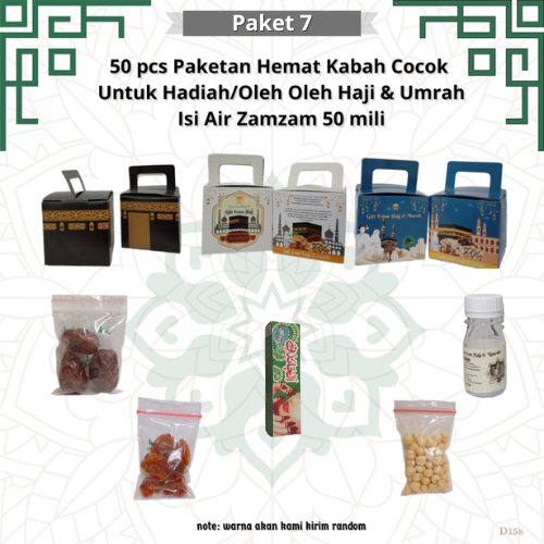 

paketan hemat chandni kabah 50 pcs untuk oleh oleh haji dan umroh (isi air zamzam 50 ml)