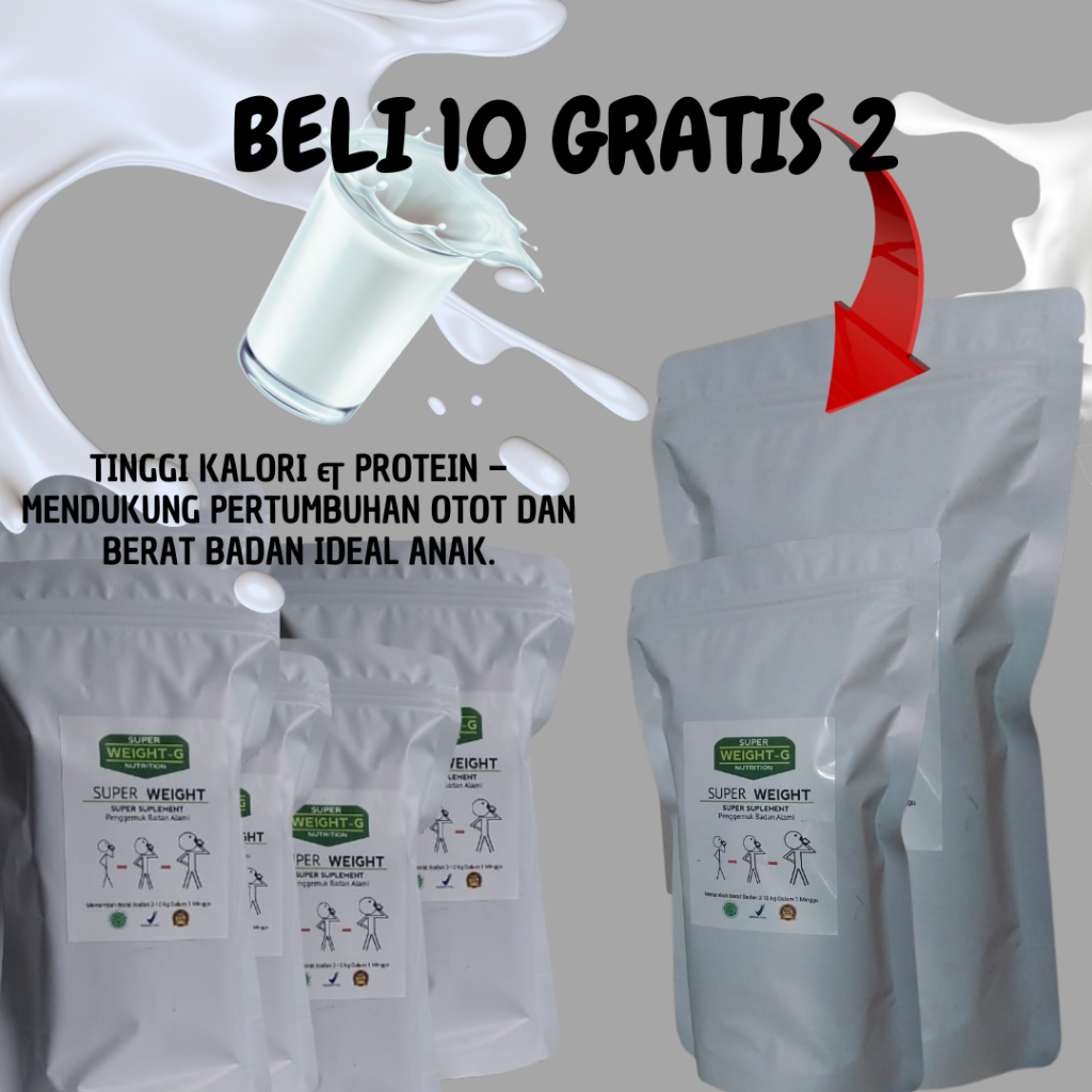 

susu penggemuk badan super weight original paket hemat 10 gratis 2