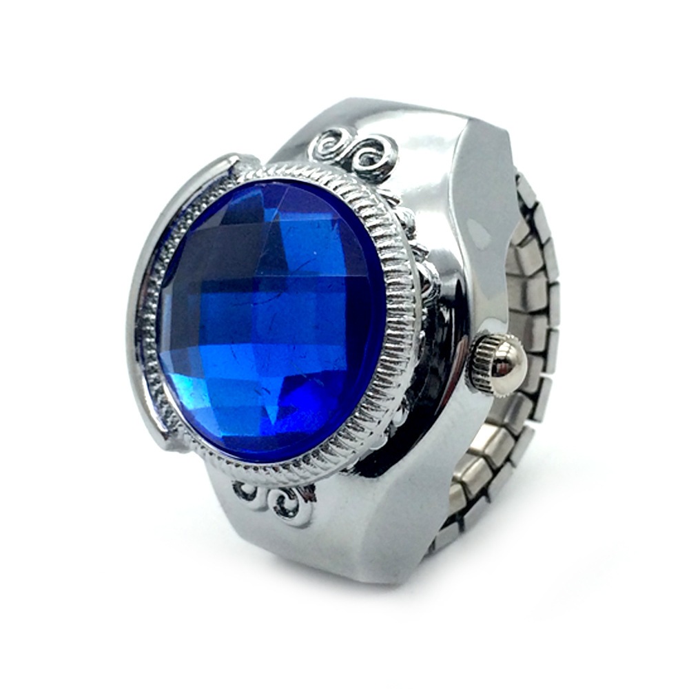 Jam Tangan Cincin Mini Pria Jam Tangan Penunjuk Klasik Vintage Jam Batu Cincin Mengkilap