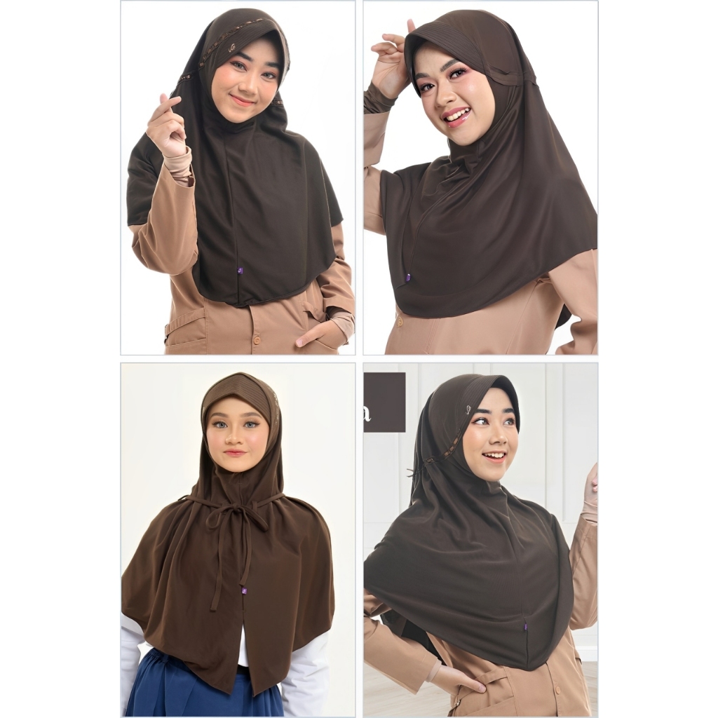 Koleksi Kerudung Sekolah Coklat Pramuka Rabbani | Kerudung Bergo Instan Rabbani ORI