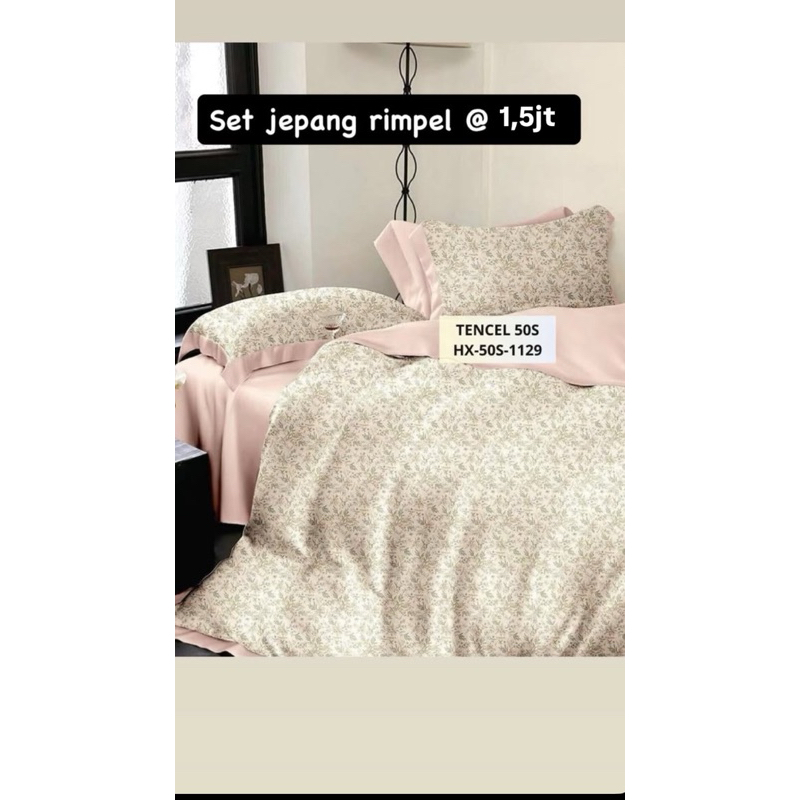 1 Set Sprey dan Bed Cover Katun Jepang