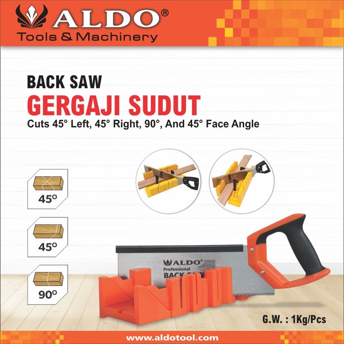 GERGAJI KAYU FIGURA SUDUT MITER BOX BACK SAW POTONG SUDUT 12" ALDO