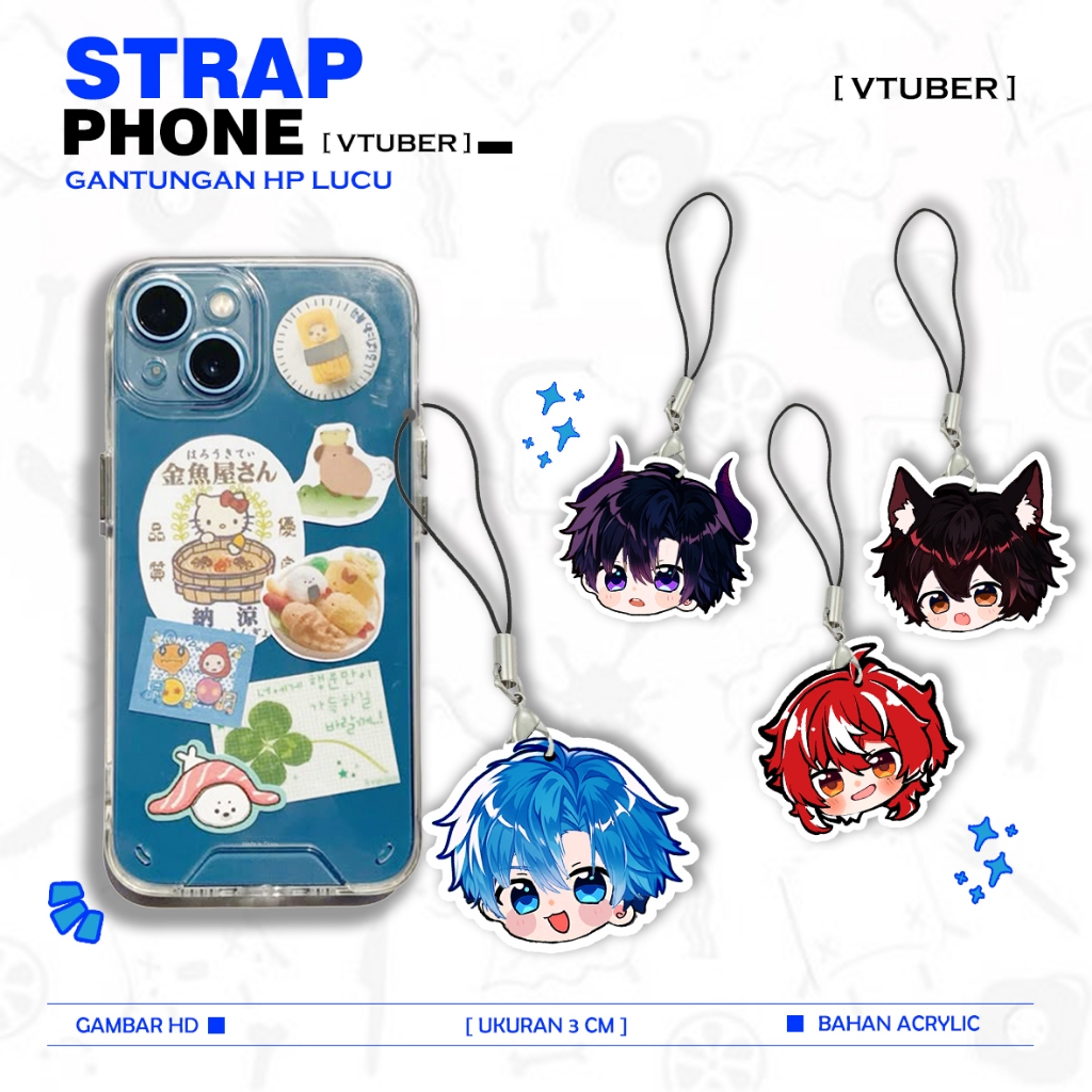 RP - TALI GANTUNGAN HP KARAKTER VTUBER PHONE STRAP TALI GANTUNGAN AESTHETIC =- KARAKTER ANIME KPOP G