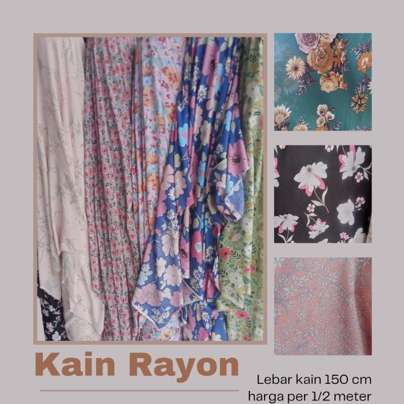 Kain Rayon Premium Motif Meteran Bahan Katun Baju Daster Piyama Hijab