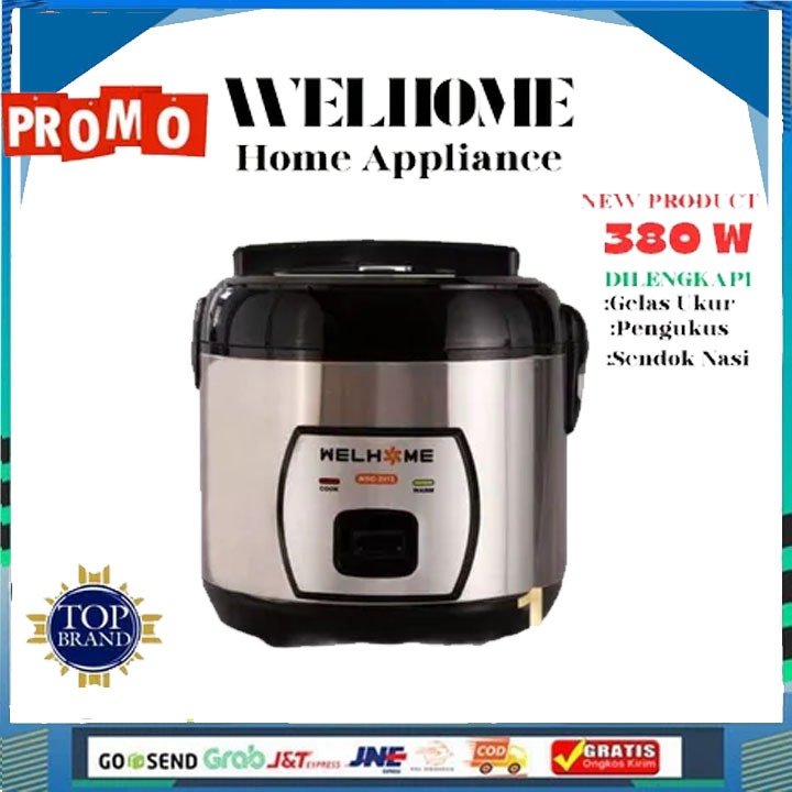 Welhome WRC3113 Rice Cooker Penanak Nasi 3 in 1 Stainless Body 1.8L WRC 3113 PROMO TERLARIS