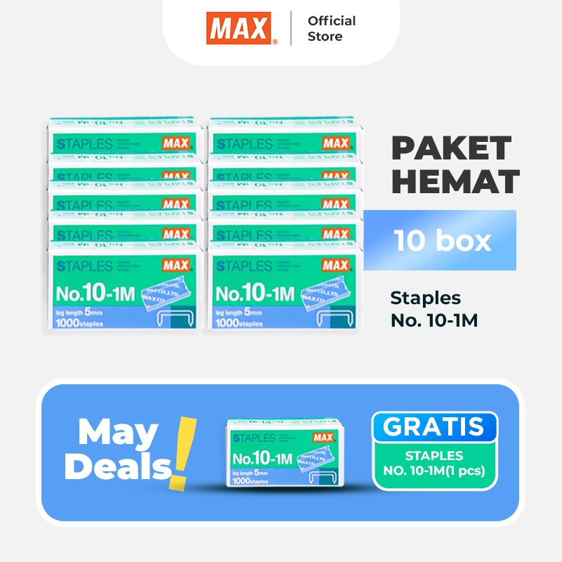

PROMO MAX - Isi Staples 10-1m = 10 pcs GRATIS 1pcs / Buy 10 get 1 FREE / Stapler Staples Stapler Max Staples Max isi steples max