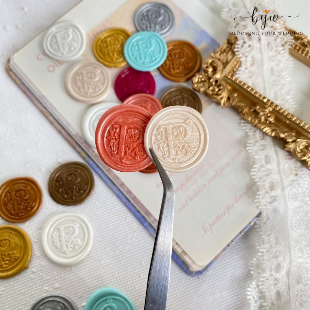 

Huruf P - Alphabet Wax Seal Coin Lilin Inisial Huruf Wax Seal Coin segel undangan siap pakai / vintage sticker