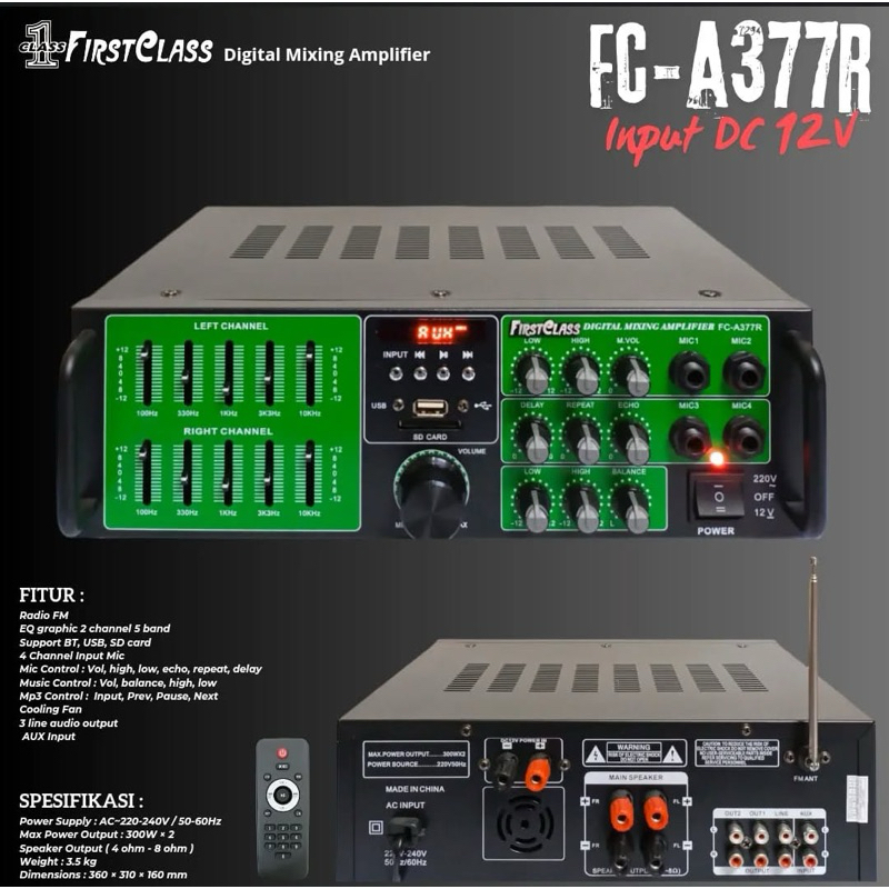 Amplifier Karaoke Firstclass FC A377R Original Bluetooth 300 Watt x 2