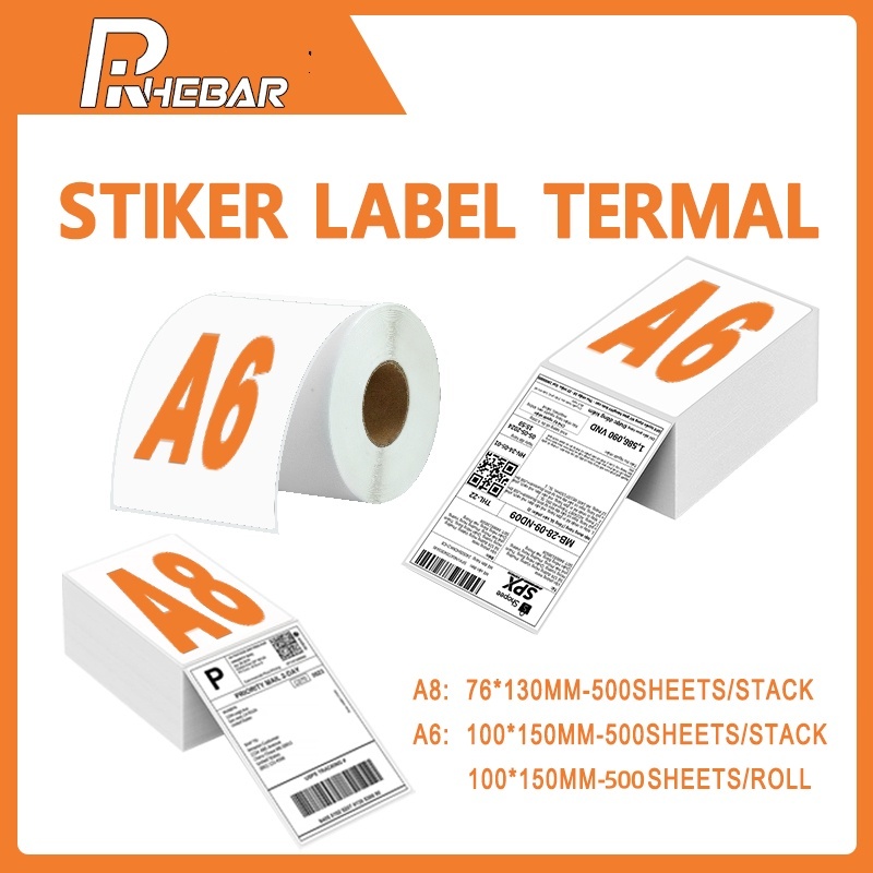 

Label resi termal 76x130mm 100x150mm 80x60mm Stiker kode batang RHEBAR