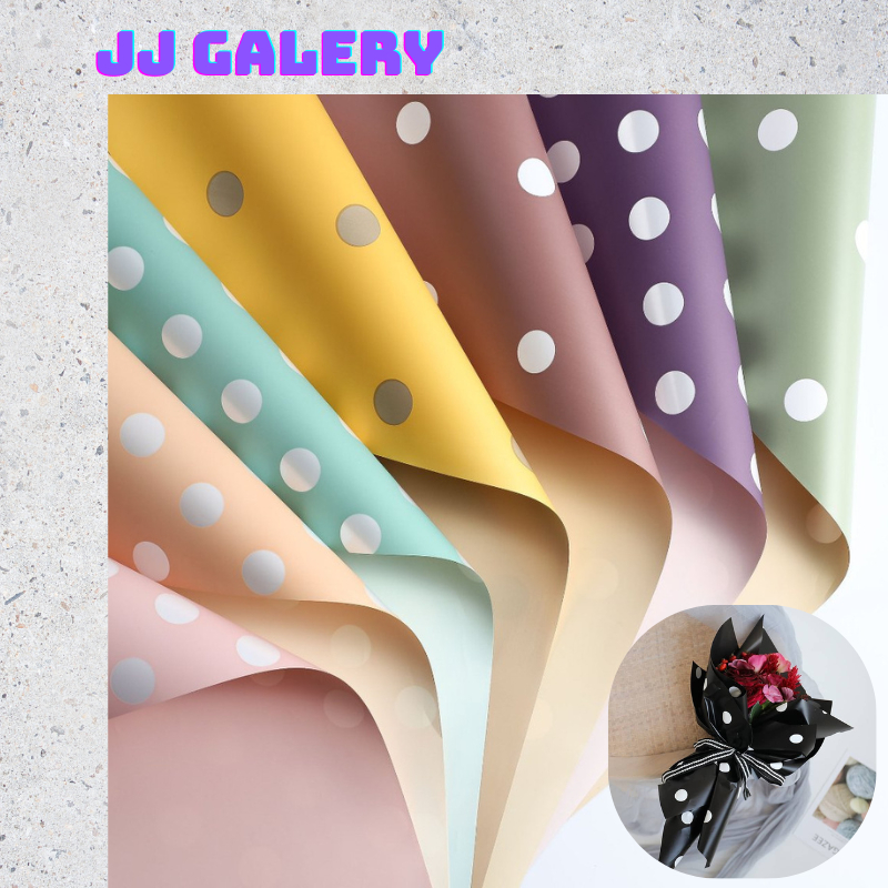 

Kertas Buket Polkadot Pembungkus Bunga Waterproof Flower Wrapping Cellophane KB042