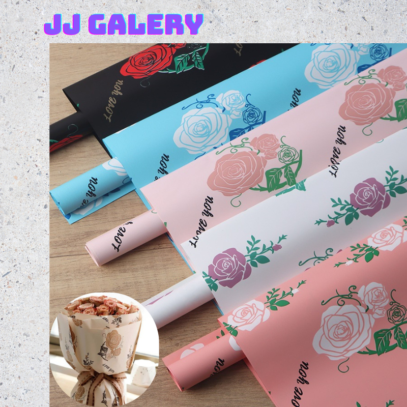 

Kertas Buket Wisuda Anniversary Romantis Bunga Motif Rose Mawar Flower Wrapping Pattern Rose Cellophane KB070