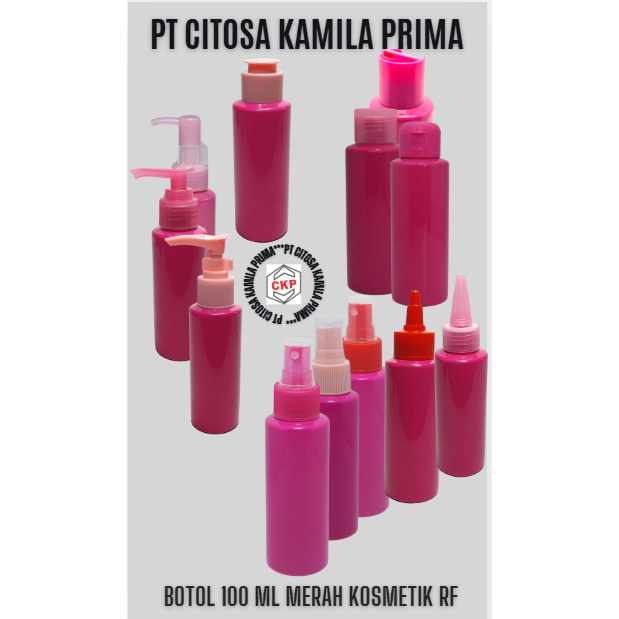 Botol 100 ml RF Pendek Merah Kosmetik / Botol Plastik / Botol Kosmetik Br / Botol Lotion / Botol Sab