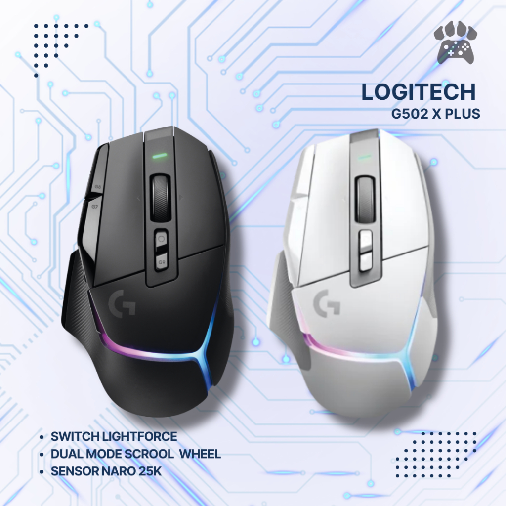 Logitech G502X Plus Mouse Gaming Wireless RGB HERO 25K DPI G502 X