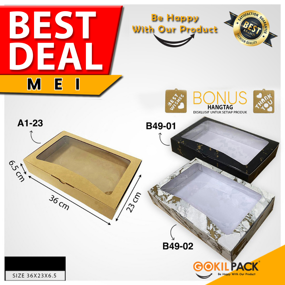 

GOKILPACK - Kotak Kado Mika - Kotak Hampers Kado Mika Transparan Mewah Uk 36x23x7 cm - A1-23
