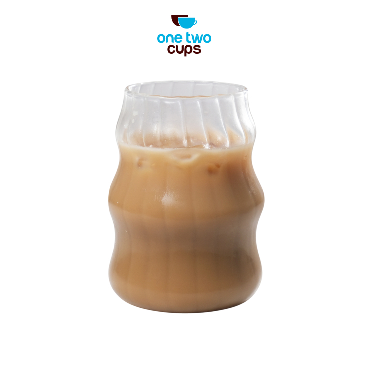 One Two Cups Gelas Kaca Aesthetic Kopi Teh Wave Stripe Shape Glass - GK23