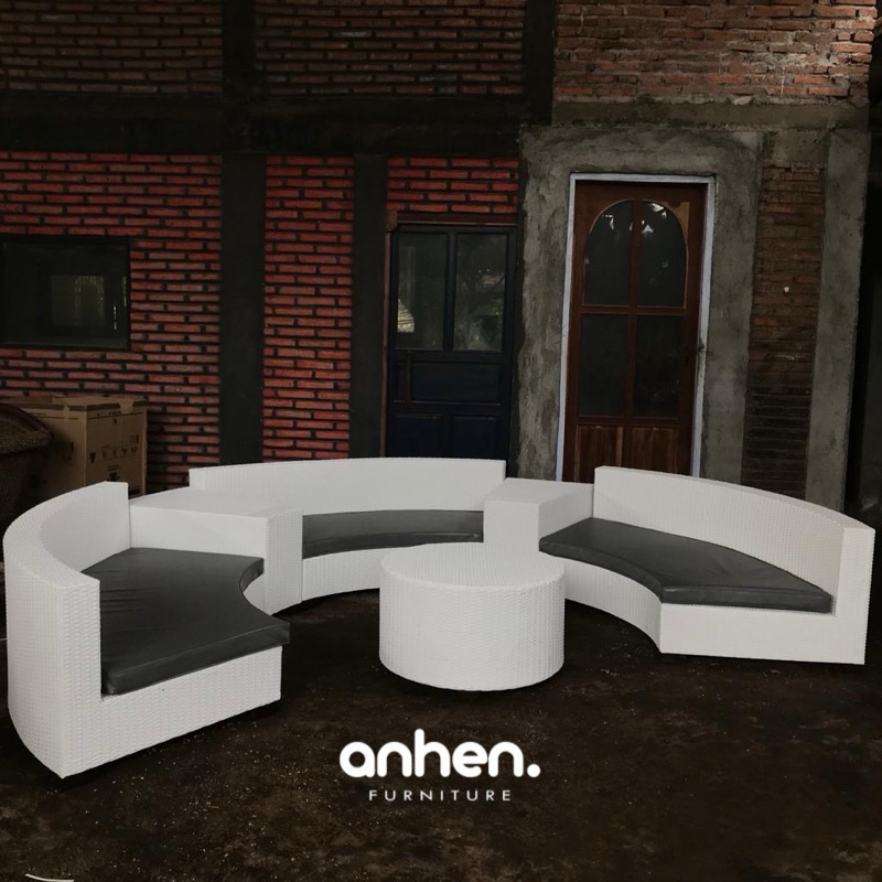 Set Sofa Tamu Rotan Sintetis / Kursi Tamu Outdoor Rotan Sintetis