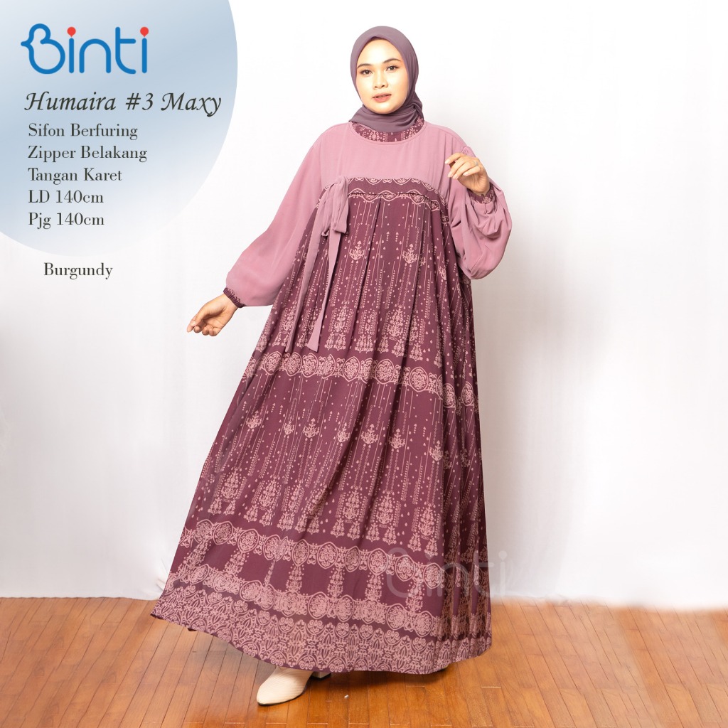 Humaira Baju Gamis Pesta Kondangan Ld140 Sifon Berfuring
