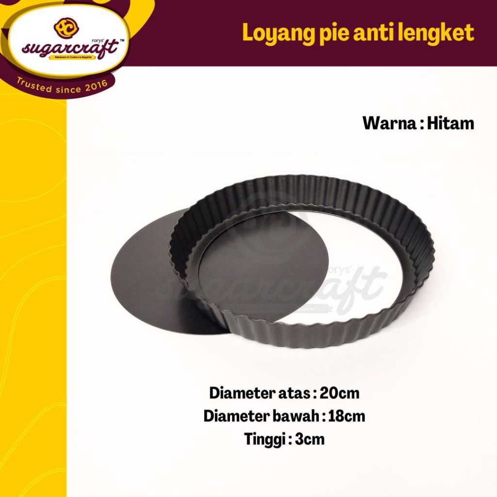 Loyang pie bongkar pasang anti lengket 20cm tinggi 3cm