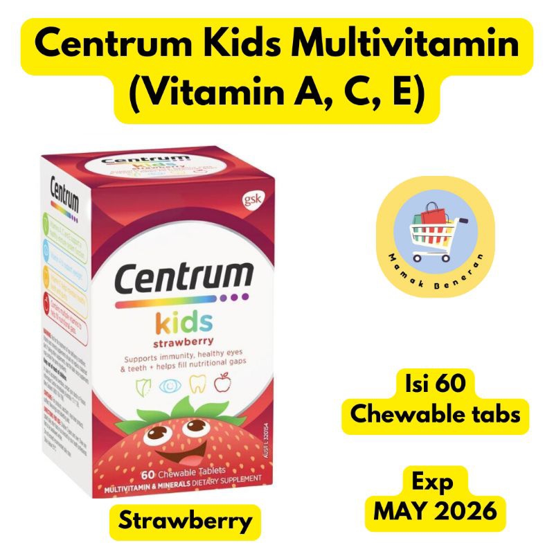 CENTRUM Kids Multivitamin Suplemen Anak strawberry isi 60 chewable tablet