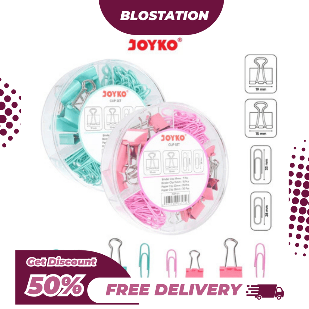 

BT.ID Joyko Clip Set CLIP-470 ~ 471 / Kombinasi Klip Push Pin Binder Set / Penjepit Kertas Set