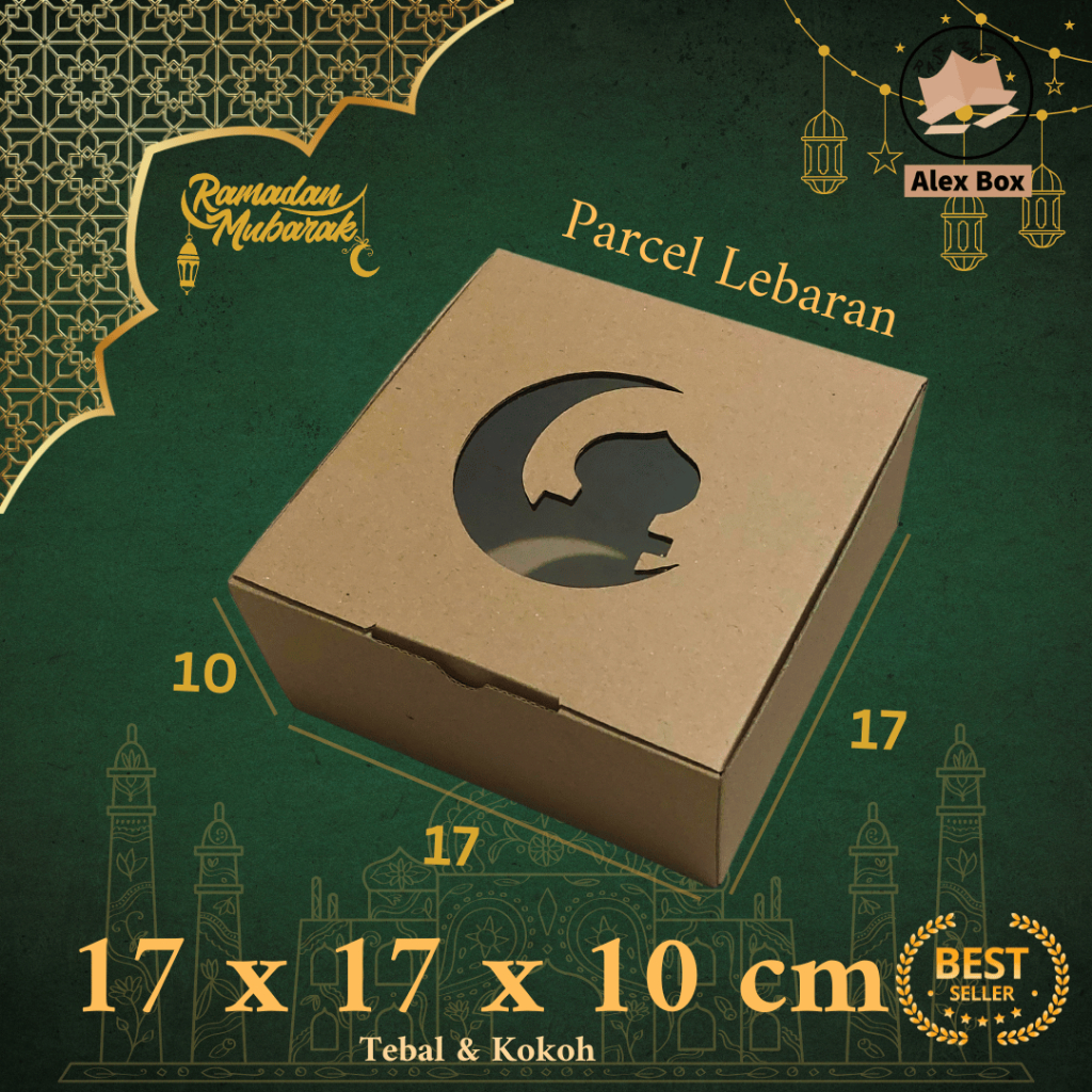 Kardus Parcel Lebaran Ukuran 17 x 17 x 10 cm | Box Mika Hampers Idul Fitri | Diecut Hantaran Kue