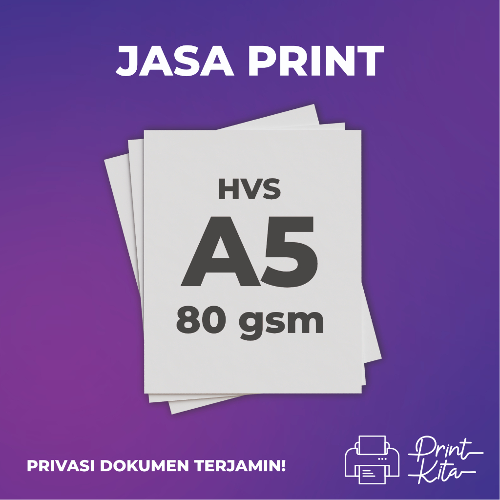 

Jasa Print HVS A5 80 gsm Cetak Hitam Putih Berwarna Murah Skripsi Buku Booklet Brosur Selebaran Soal Ujian Tugas